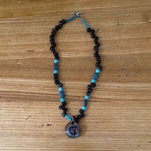 Elegant Black and Blue Beaded Necklace
